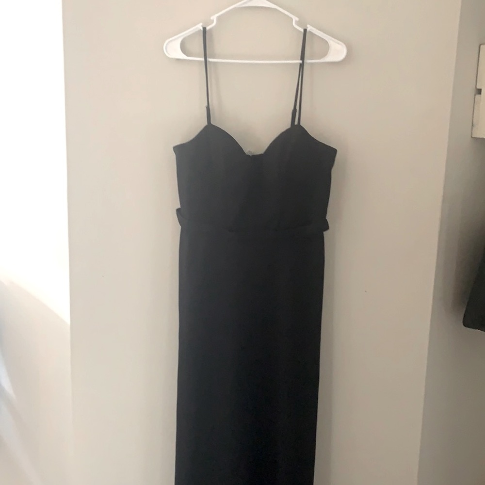 Black floor length gown w/ corset style top, size 12